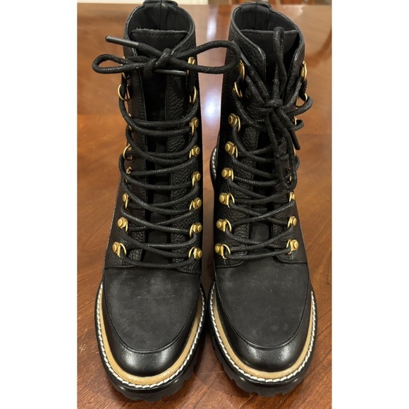 Tory Burch Miller 95mm Lug Sole Bootie Perfect Black Leather‎  Size 5 - Picture 5 of 7